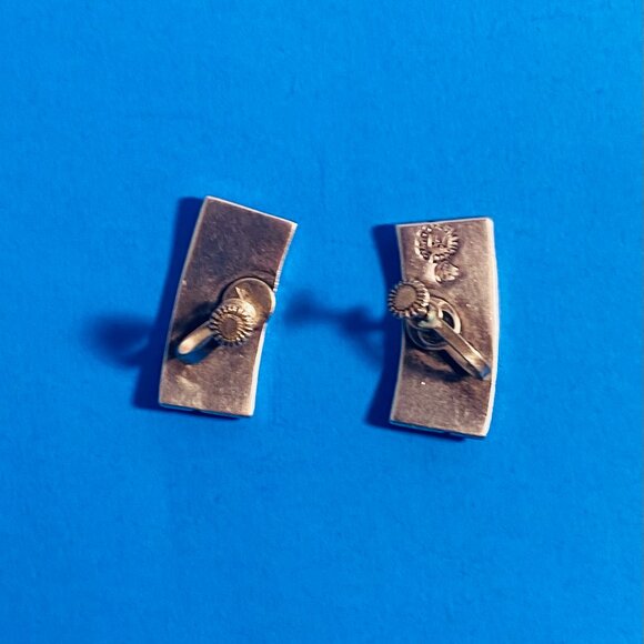 Vintage 925 Sterling Silver TAXCO Artisan Earrings Signed Screwback 40's Design - Picture 8 of 16